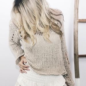 ✨SALE✨ Moon River Destroyed Beachy Tan Sweater